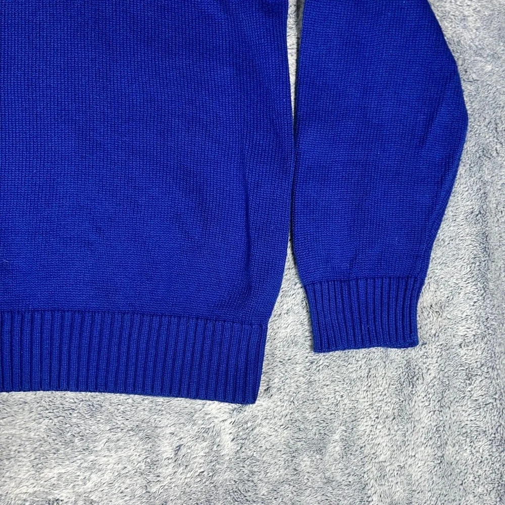 Polo Ralph Lauren Mens XL Royal‎ Blue 1/4 Zip Cotton Knit Sweater Red Pony Logo